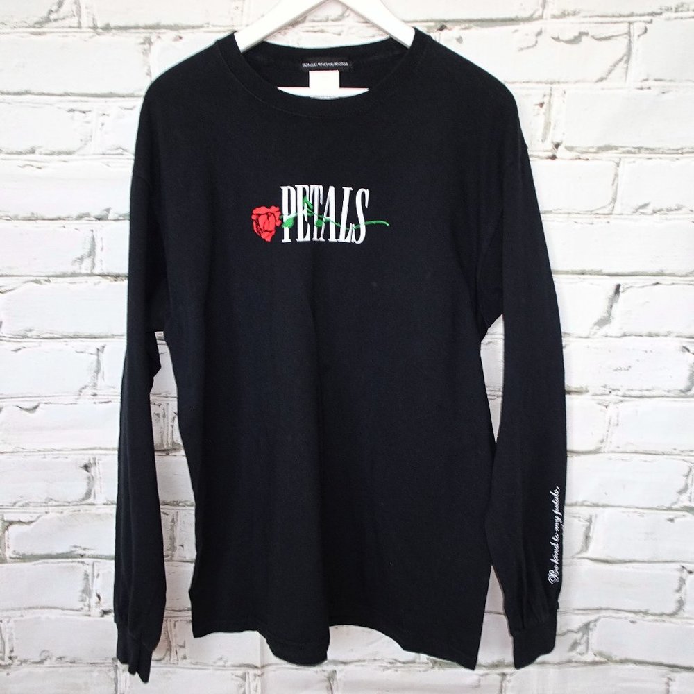 Petals by Petals & Peacocks Red Rose Black Long Sleeve Shirt
